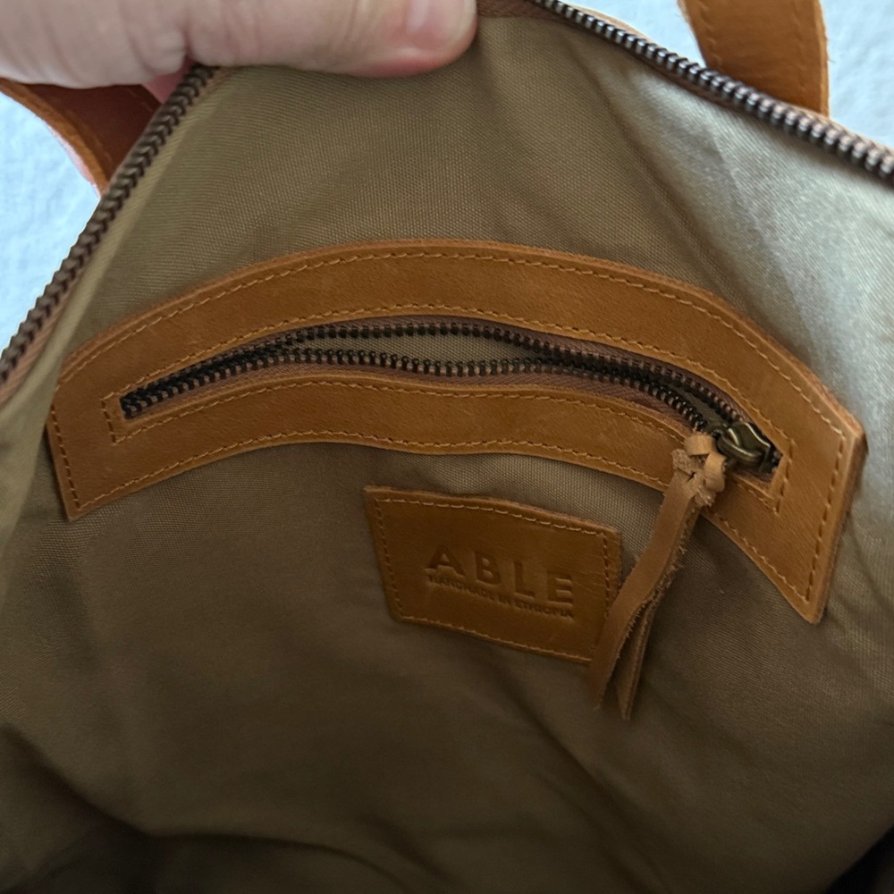 Able Leather Convertible Backpack Tote in Cognac Brown - Picture 6 of 9